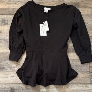 For The Republic Black Peplum Blouse